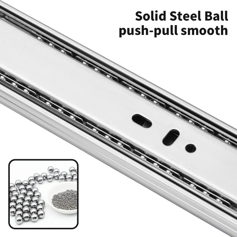 HLC 10 inch Soft Self Close Drawer Slides 6 Pairs (12pcs) Full Extension Ball Bearing Drawer Slides 3 fold Full Stretch Side Mount Drawer Slides 100 LB Capacity Drawer Slide 10"" Silver - Image 5
